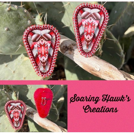 Red Wooden Heart Earrings