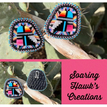 Blue Mega Step Inlay Earrings